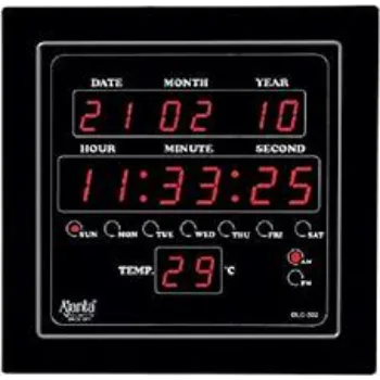 Ajanta Quartz Digital Red LED Sqare Wall Clock  